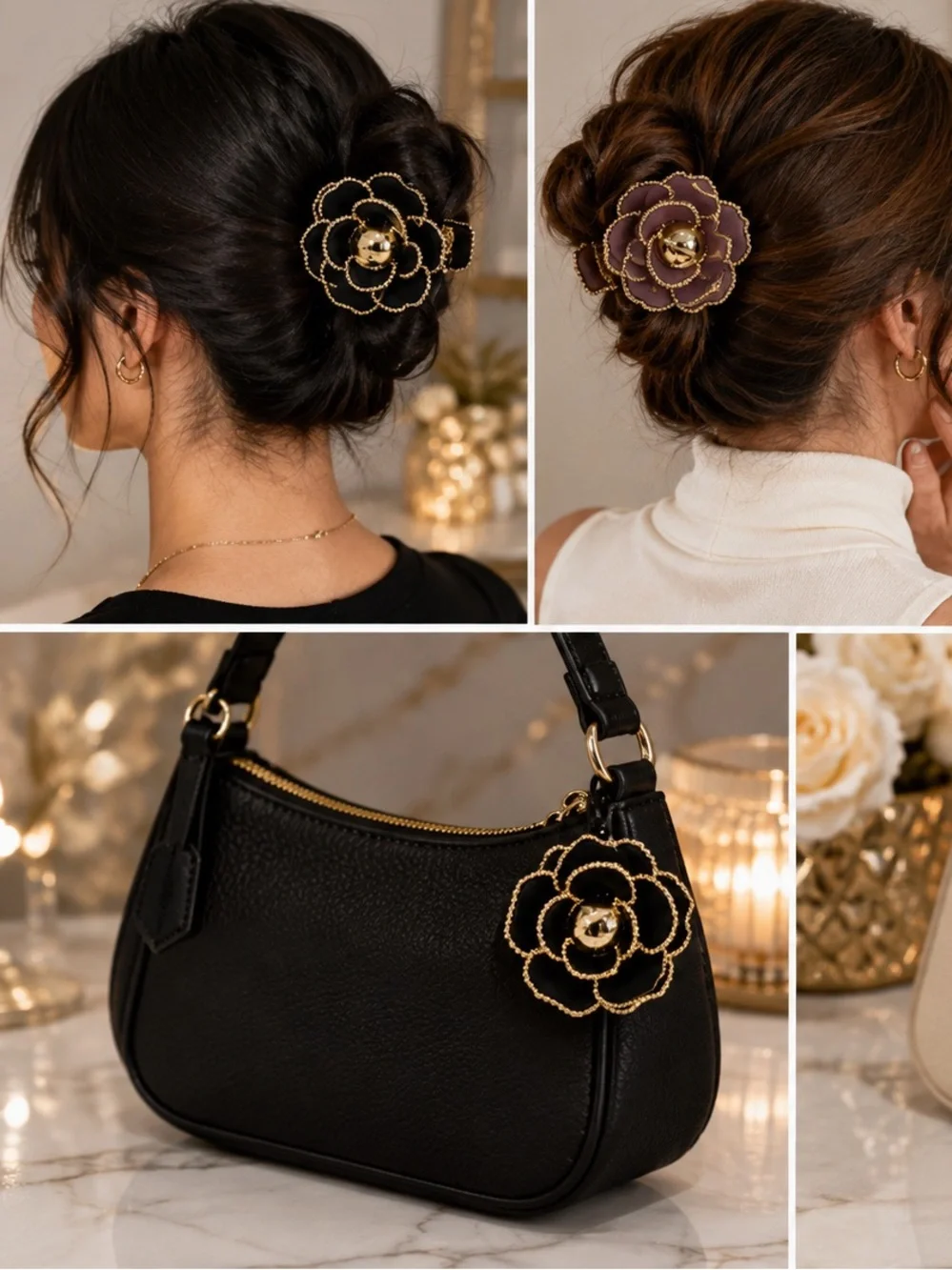 Camellia Flower Hair Claw Clips